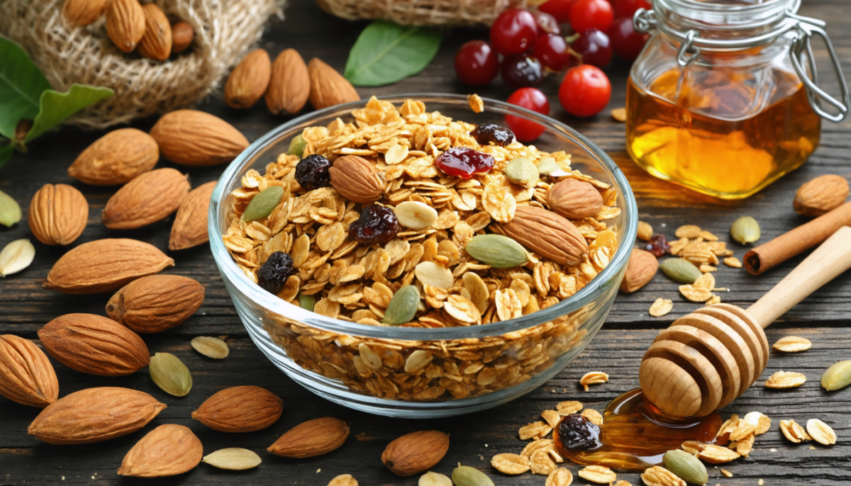 découvrez une recette simple de granola maison sain, préparée avec des ingrédients naturels pour un petit-déjeuner équilibré et savoureux.